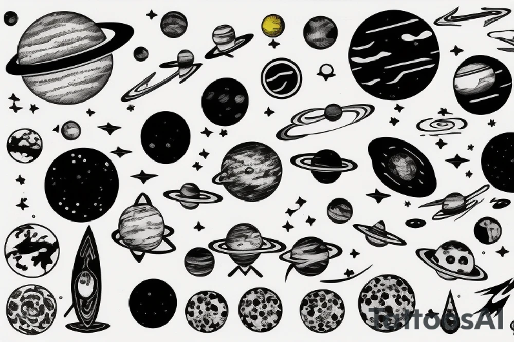 Solar system with space tattoo idea