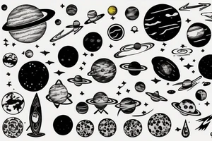 Solar system with space tattoo idea