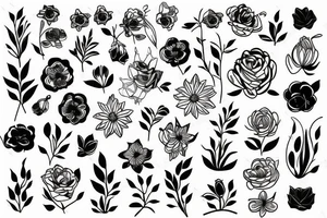 Fine line feminism flowers botánic tattoo idea