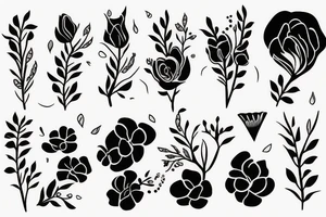 Fine line feminism flowers botánic tattoo idea