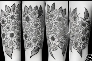 Fine line feminism flowers tattoo idea