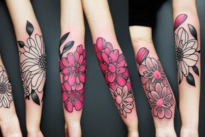 Fine line feminism flowers tattoo idea