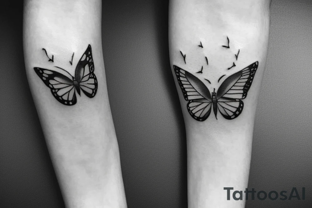 Butterfly with writing , you never walk alone tattoo idea Butterfly with writing , you never walk alone tattoo idea