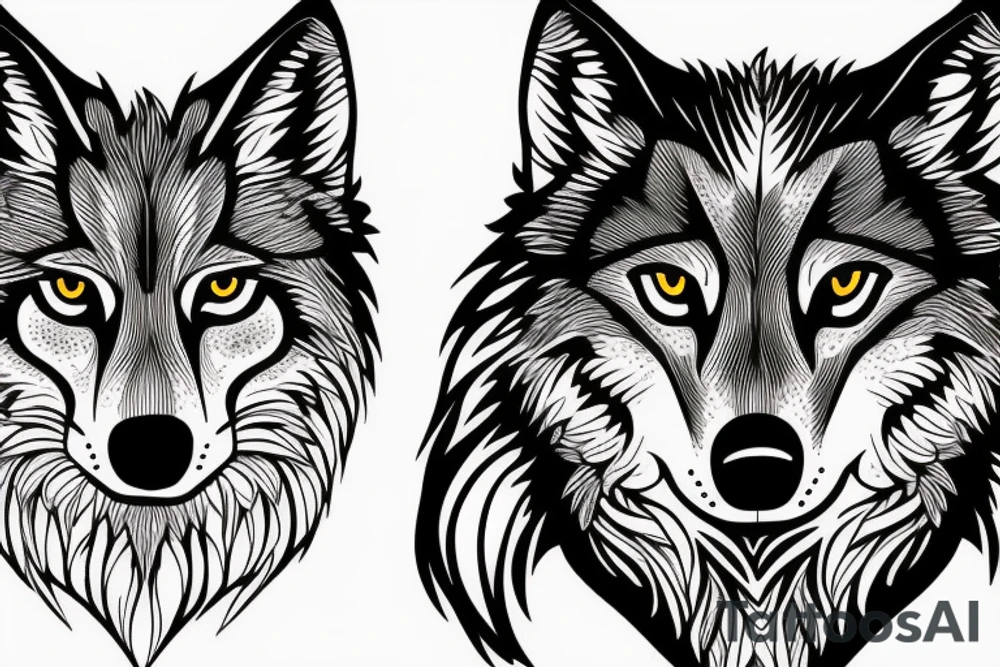 Blaxk wolf with free tattoo idea