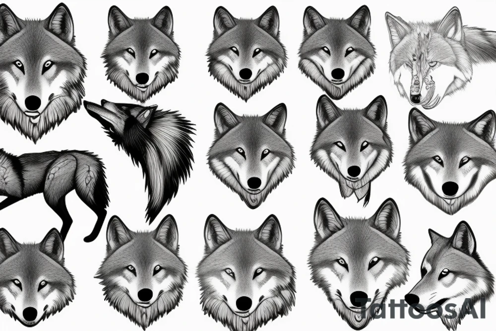 Blaxk wolf with free tattoo idea