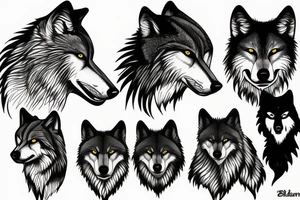 Blaxk wolf with bear tattoo idea