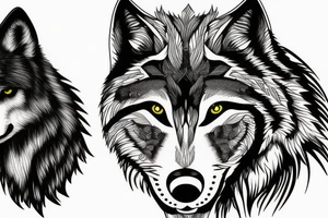 Blaxk wolf with bear tattoo idea