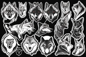 Black wolf with bear tattoo idea