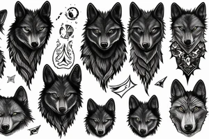 Black wolf with bear tattoo idea