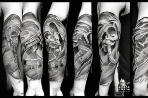 Half grand reaper half army soldier tattoo idea