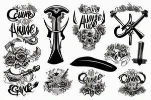 cursive axe gang tattoo idea