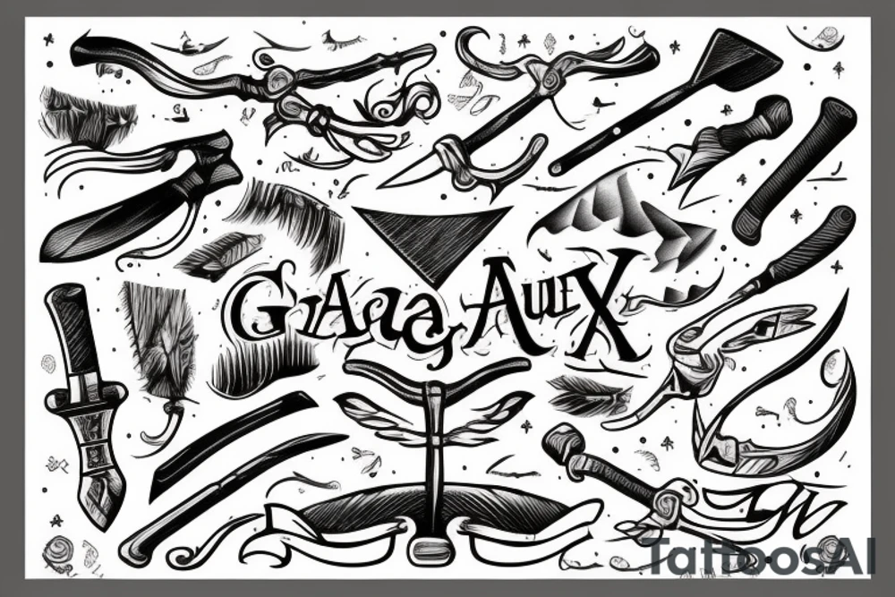cursive axe gang tattoo idea