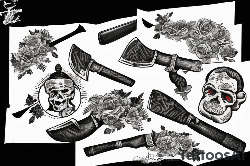 cursive axe gang tattoo idea
