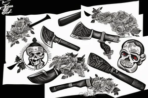 cursive axe gang tattoo idea