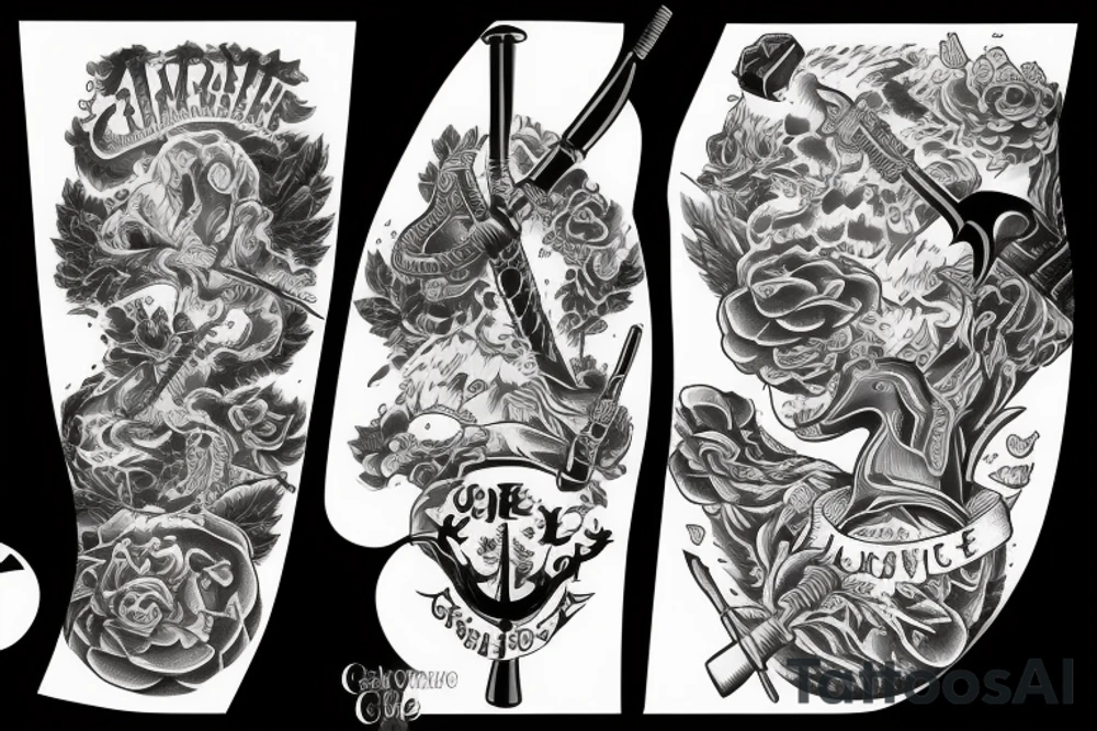 cursive axe gang tattoo idea