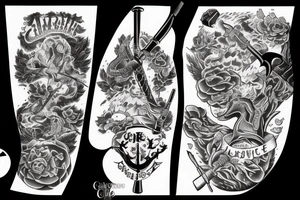 cursive axe gang tattoo idea