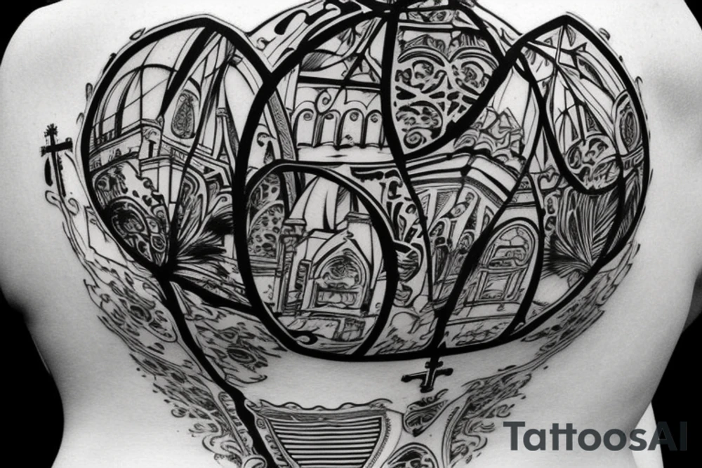 domes of the church on the back tattoo idea