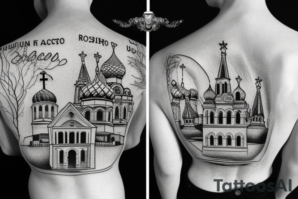 domes of the church on the back russian jail tattoo idea