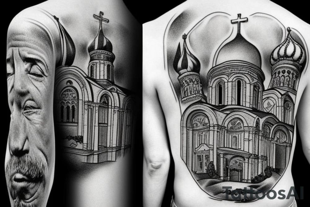 domes of the church on the back russian jail tattoo idea