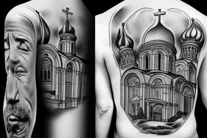 domes of the church on the back russian jail tattoo idea