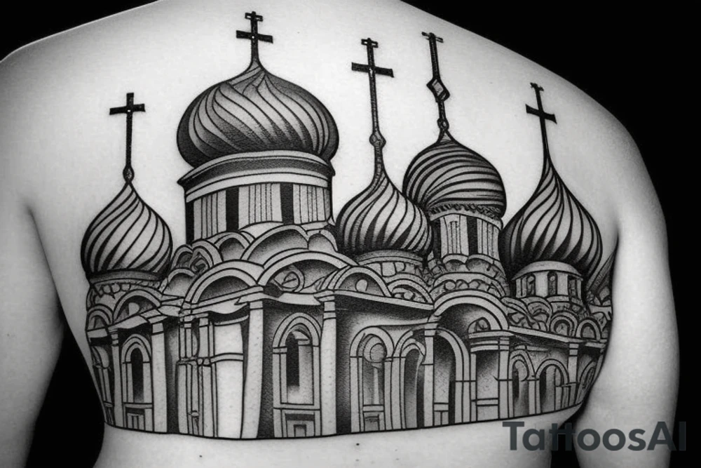 domes of the church on the back russian jail tattoo idea