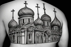 domes of the church on the back russian jail tattoo idea