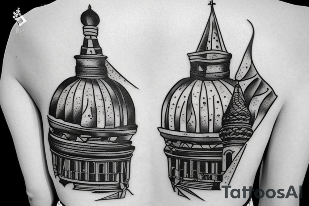 domes on the back russian prison realism tattoo idea