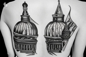 domes on the back russian prison realism tattoo idea