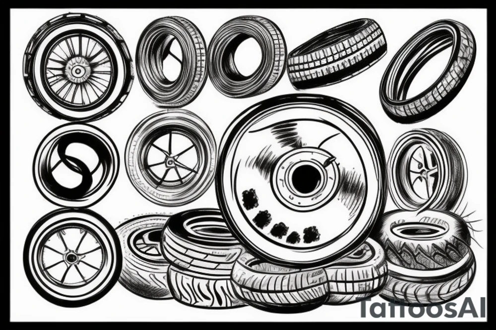 Burning tires tattoo idea