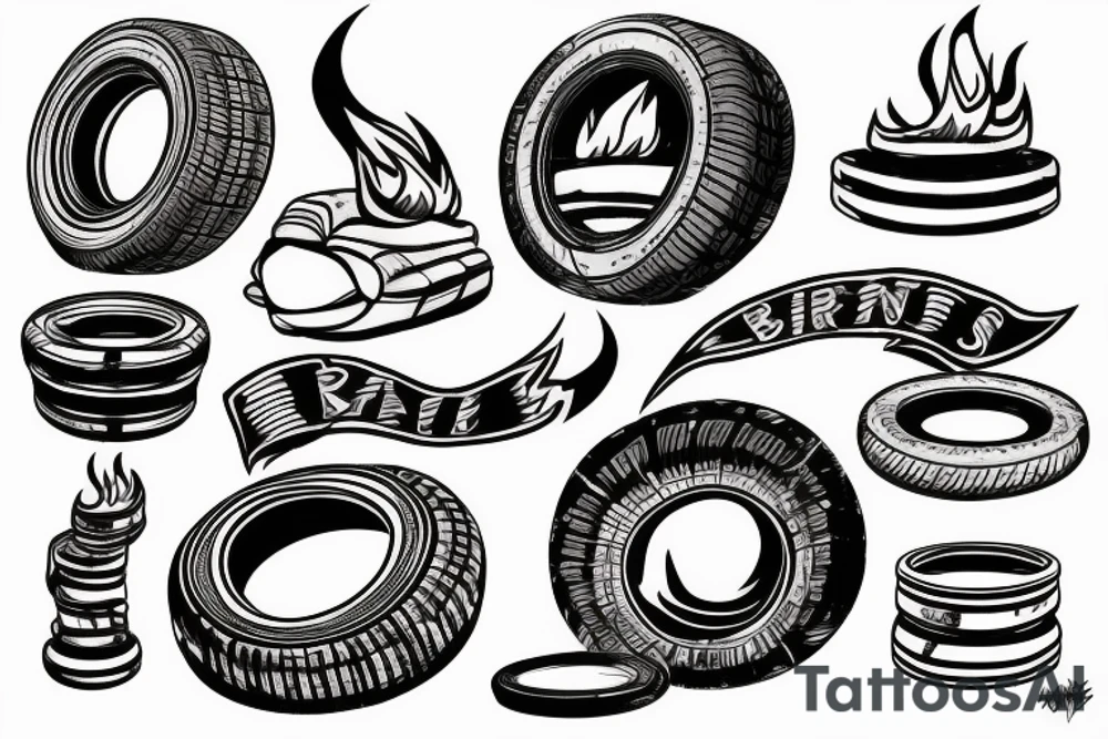 Burning tires tattoo idea
