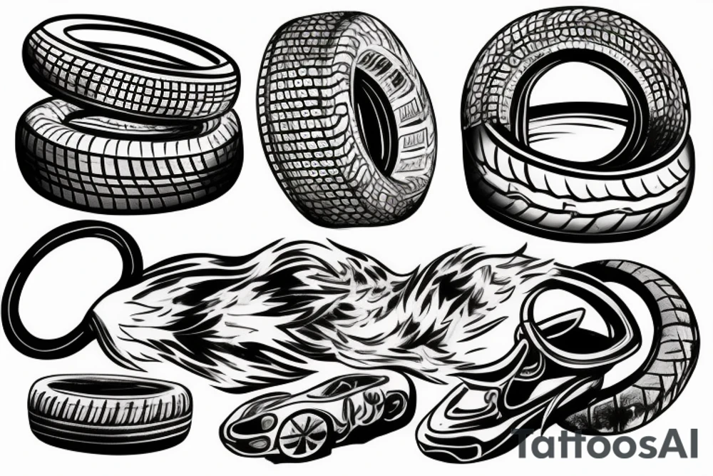 Burning tires tattoo idea