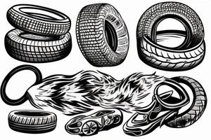 Burning tires tattoo idea