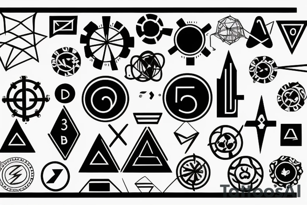 Numbers 3, 6, and 9 with science symbol and electricity tattoo idea Numbers 3, 6, and 9 with science symbol and electricity tattoo idea
