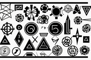 Numbers 3, 6, and 9 with science symbol and electricity tattoo idea