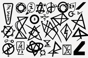 Numbers 3, 6, and 9 with science symbol and electricity tattoo idea