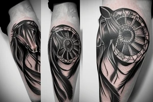Horse head in dream catcher tattoo idea