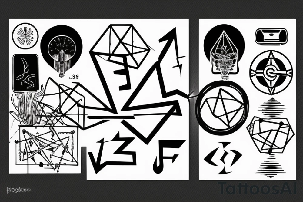 Numbers 3, 6, and 9 with science symbol and electricity tattoo idea Numbers 3, 6, and 9 with science symbol and electricity tattoo idea