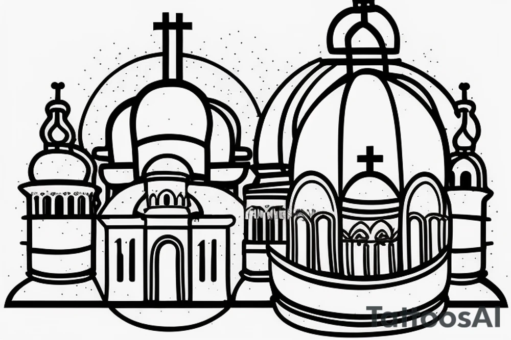 church dome outside russian jail tattoo idea