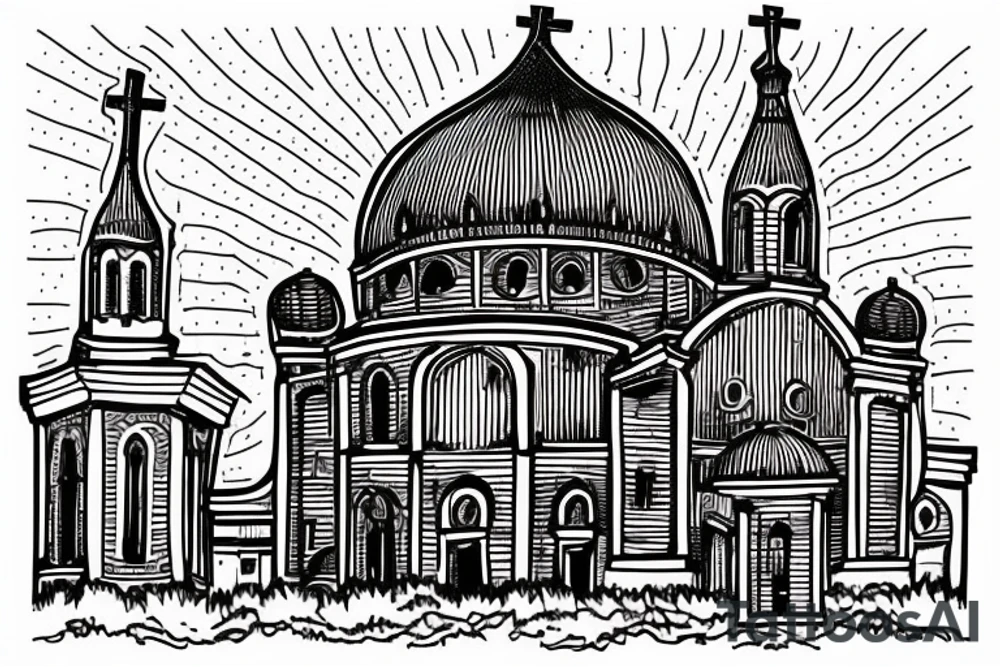 church dome outside russian jail on back tattoo idea