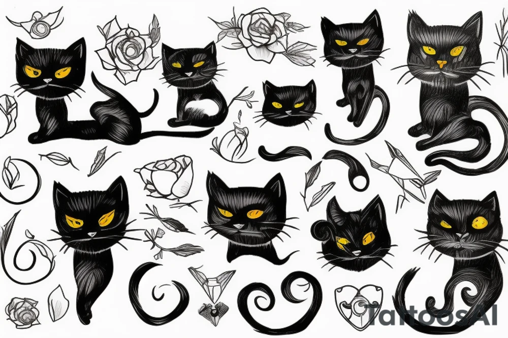 Black cat tattoo idea