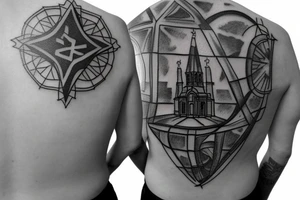 church dome outside russian jail on a full man's back tattoo idea