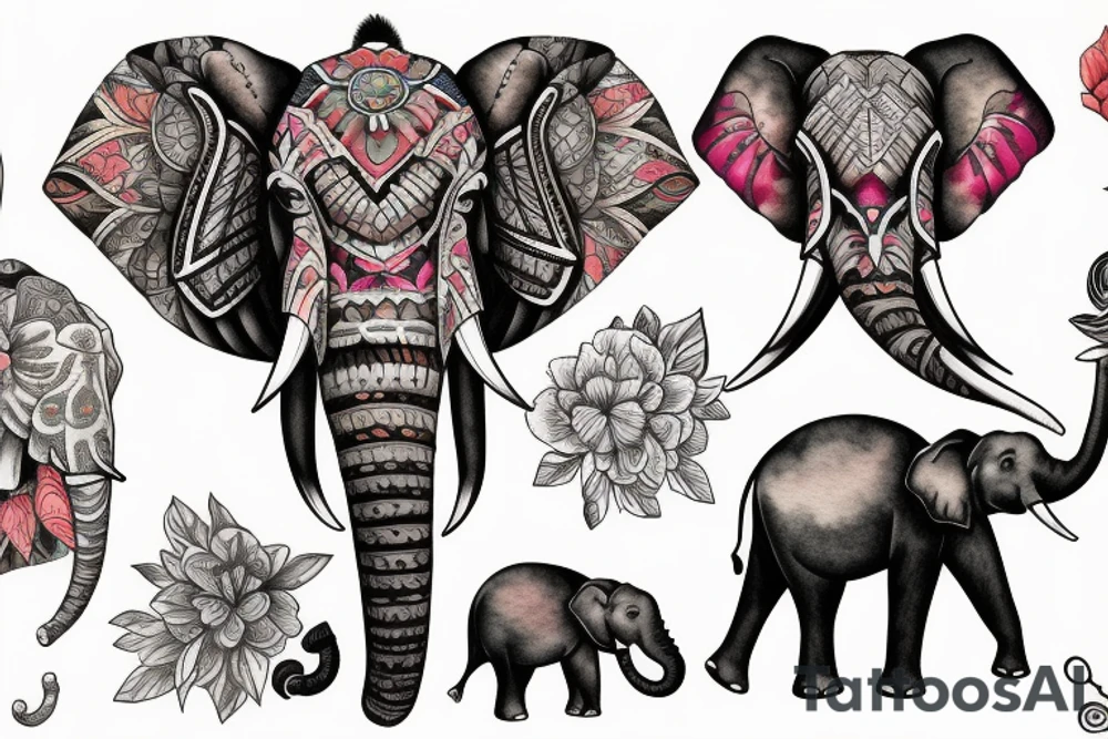 Elephant head tattoo idea