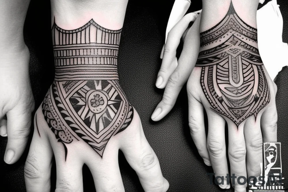 russian jail style tribal tattoo on a hand tattoo idea