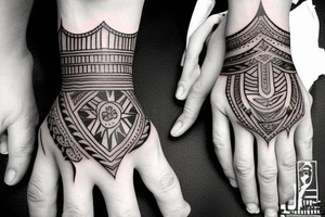 russian jail style tribal tattoo on a hand tattoo idea