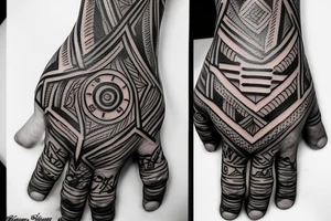 russian jail style tribal tattoo on a hand tattoo idea