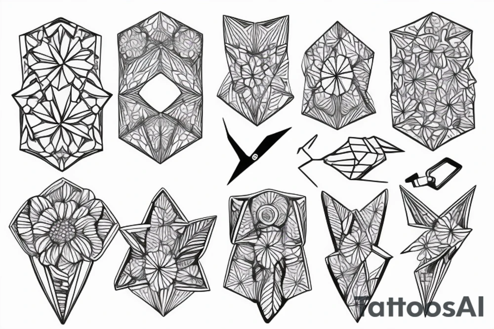 adjustable plier and origami flower tattoo idea
