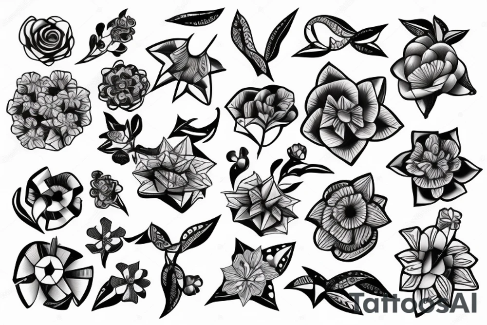 adjustable plier and origami flower tattoo idea