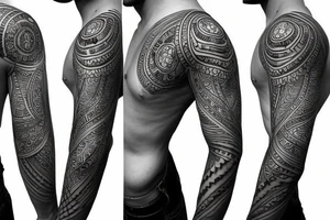 black work lightning into mandala full sleeve tattoo idea