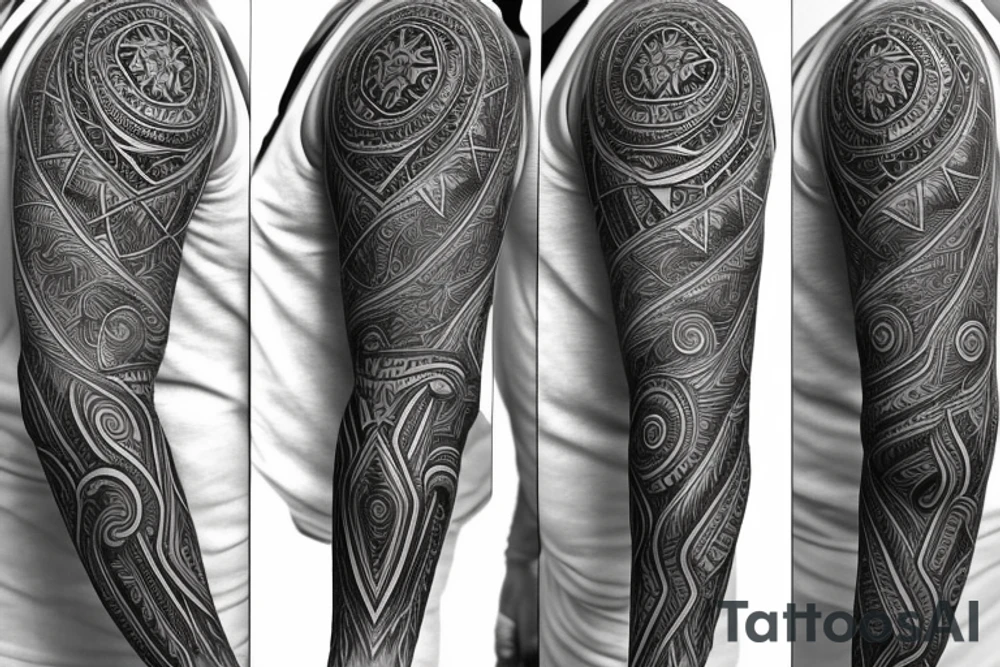 lightning into mandala full sleeve tattoo idea