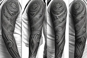 lightning into mandala full sleeve tattoo idea